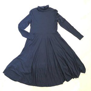 Peruvian Connection Women's Blue Tu Pima Cotton Midi Dress size L  DL